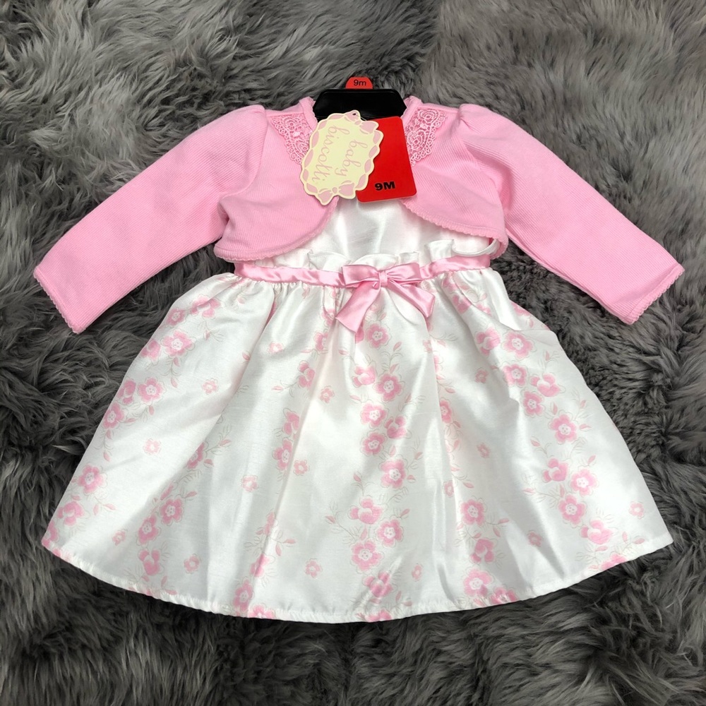 Baby Biscotti | Girls Floral Dress | Pink and white | Formal | Various Sizes NEW